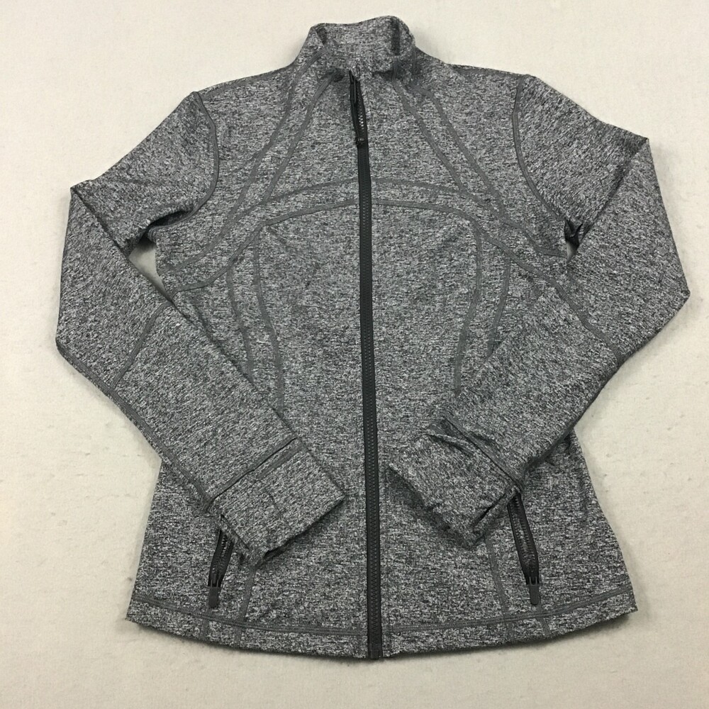 Lululemon Define Jacket Women 10 Heathered Black Full Zip Breathable Stretch